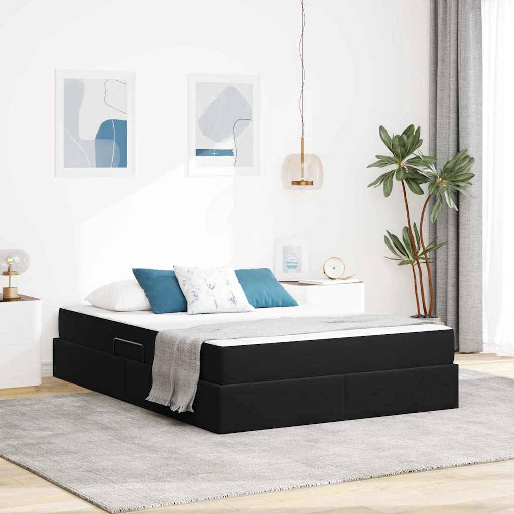 vidaXL Aufbewahrungsbett mit Matratze Schwarz 140 x 190 cm Samt