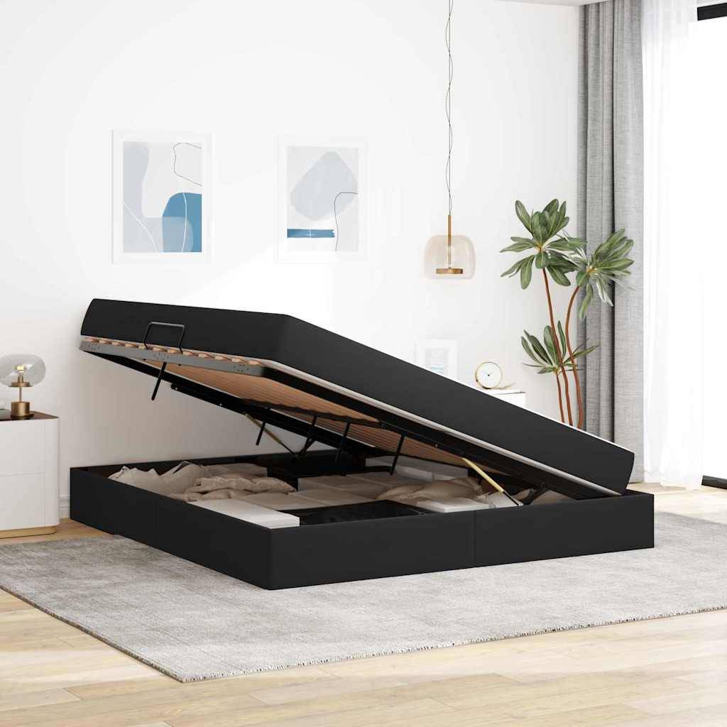 vidaXL Aufbewahrungsbett mit Matratze Schwarz 180 x 200 cm Samt