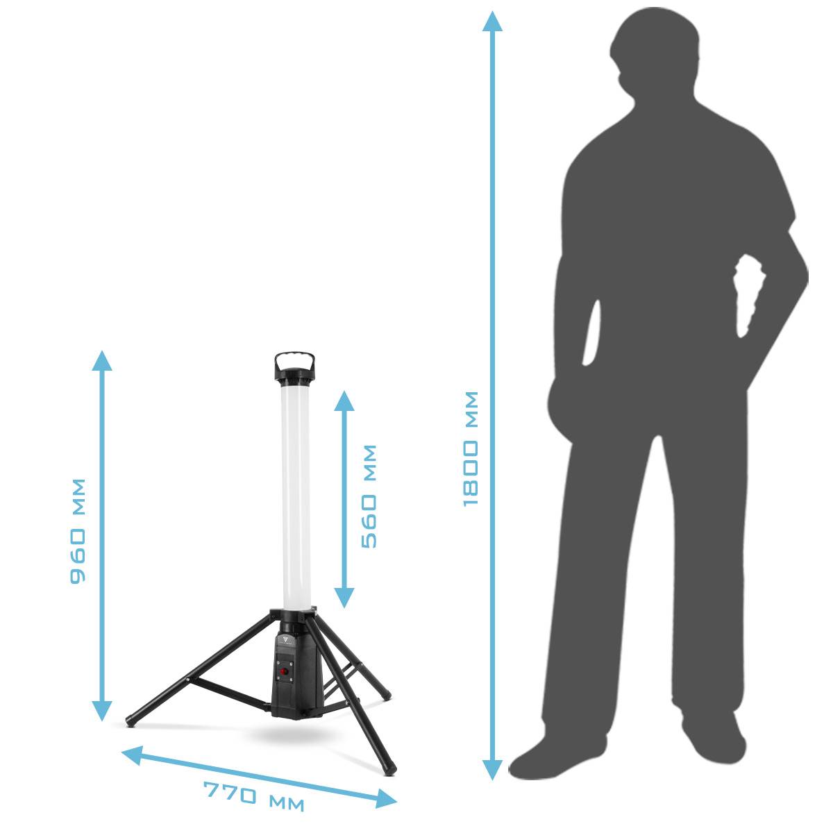STAHLWERK LED Turm Baustrahler 360° 30 Watt Akku-Bauleuchte mit Stativ