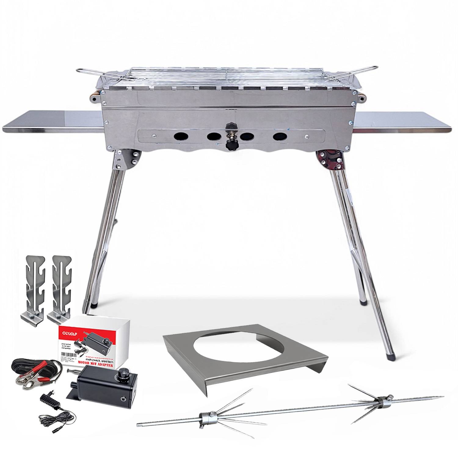 Mangal Khan Edelstahl Döner Hähnchen Drehspieß Kasanablage