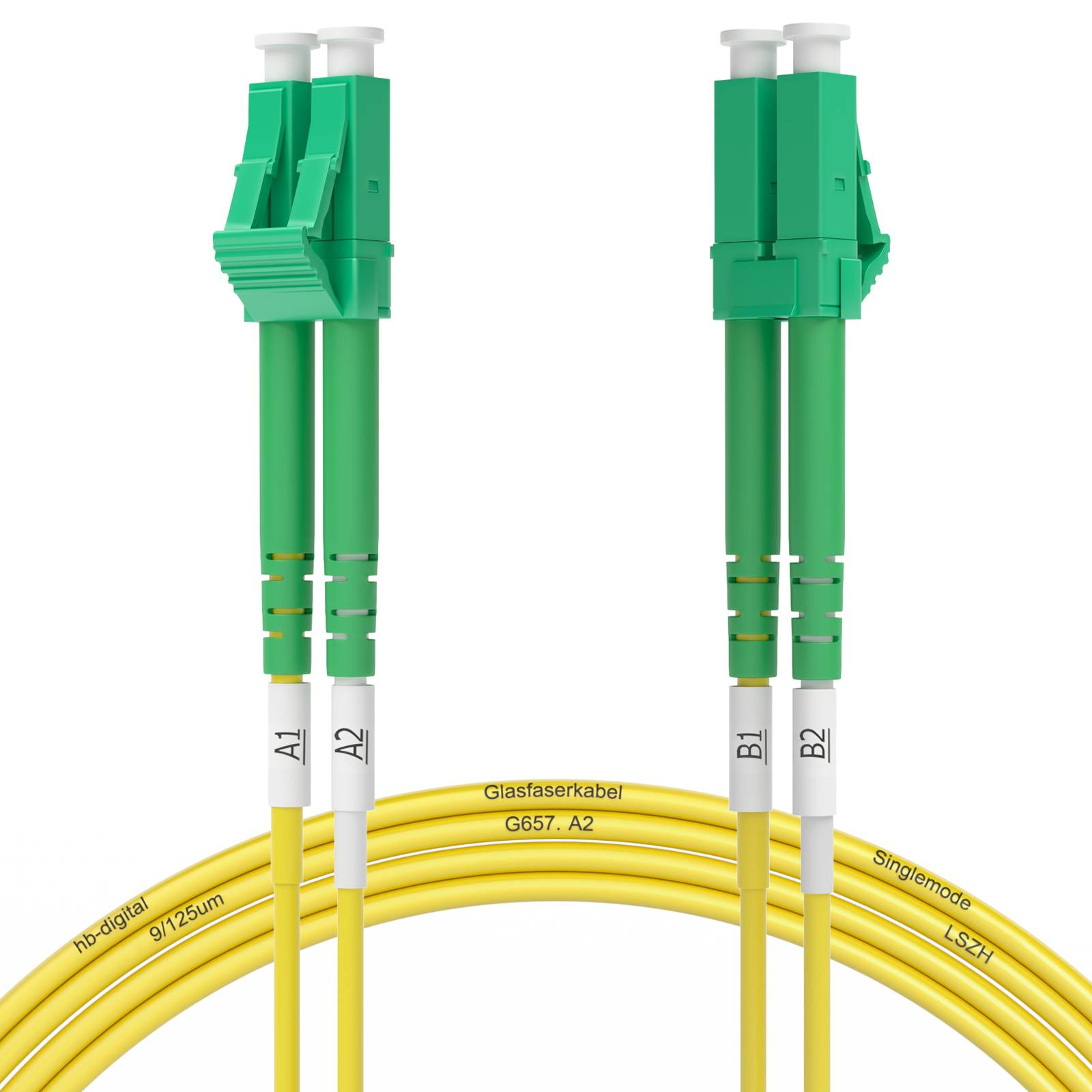 hb-digital Glasfaser Duplex Patchkabel 3m LC/APC-LC/APC, G.657.A2