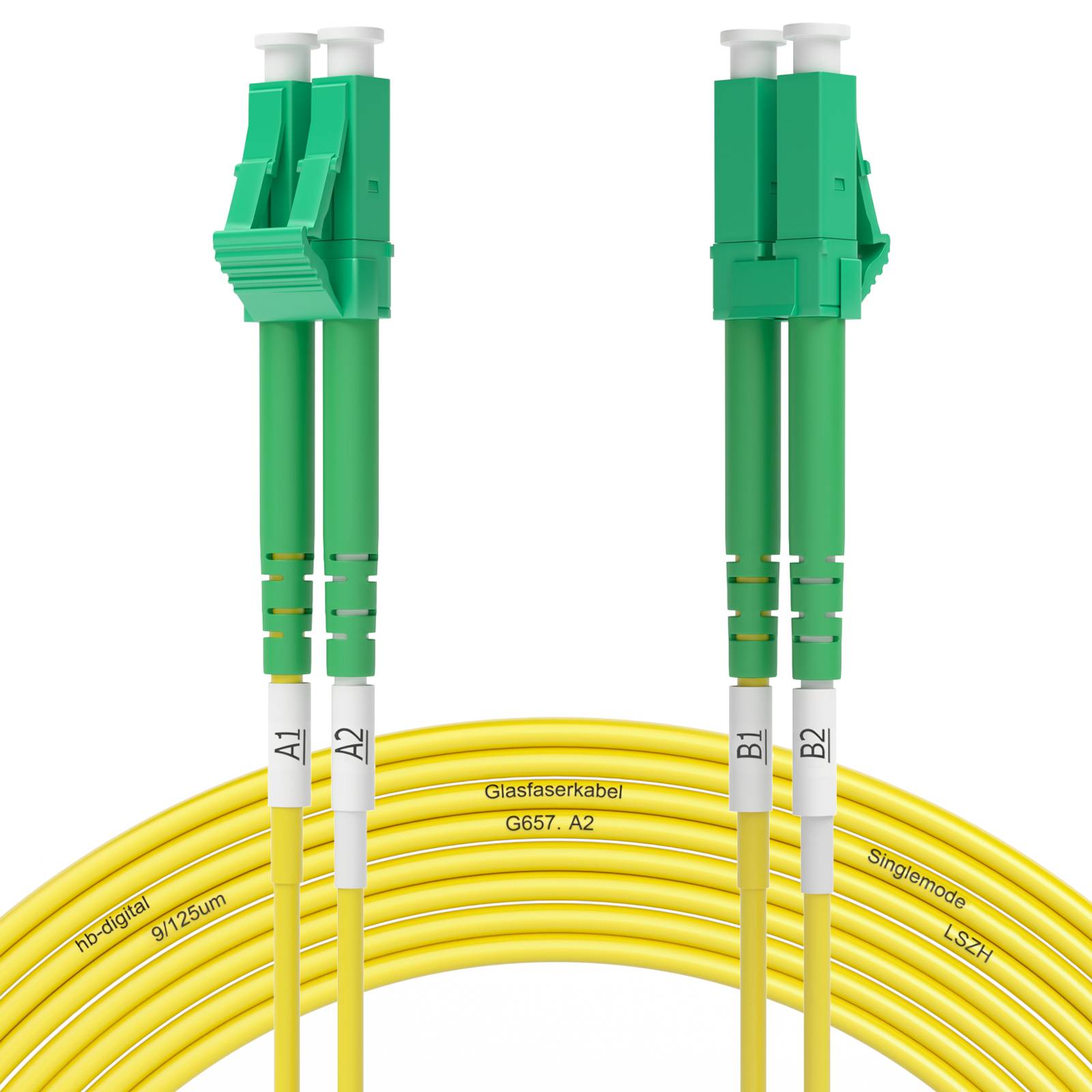 hb-digital LWL Patchkabel 5m Duplex LC/APC-LC/APC, G.657.A2