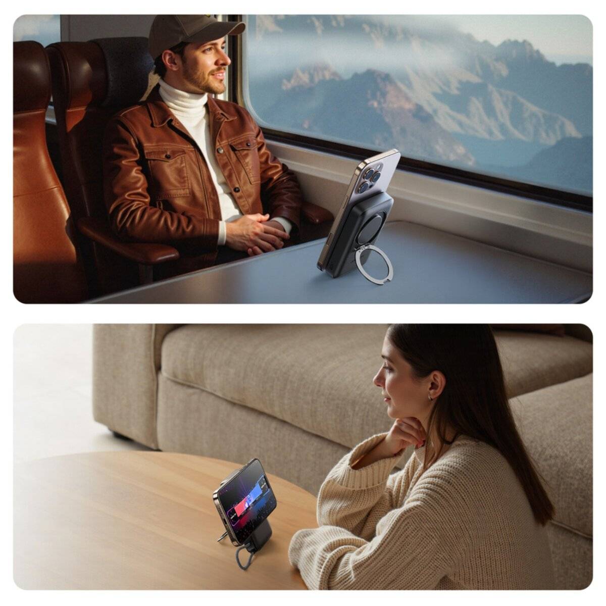 Joyroom JR-PBM02 Powerbank 22,5 W 10000 mAh 3-in-1 magnetisch induktiv kompatibel mit MagSafe mit Kabel – Schwarz