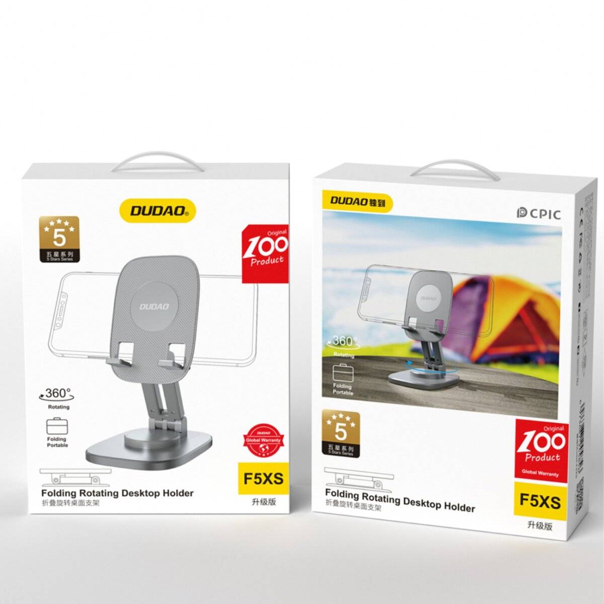 Dudao F5XS Teleskop-Schreibtischständer für Telefon & Tablet – Grau