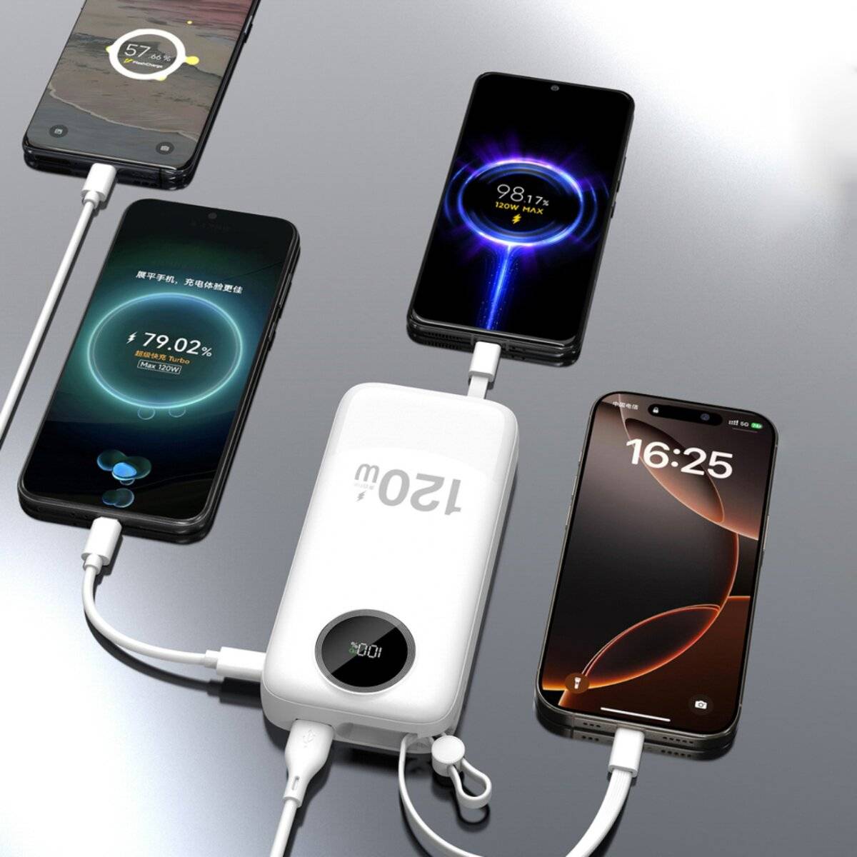 Dudao K13Pro 20000 mAh Powerbank mit integriertem Kabel – Weiß