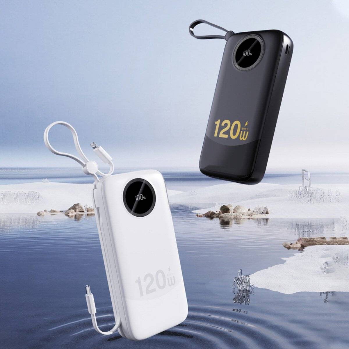 Dudao K13Pro 20000 mAh Powerbank mit integriertem Kabel – Schwarz