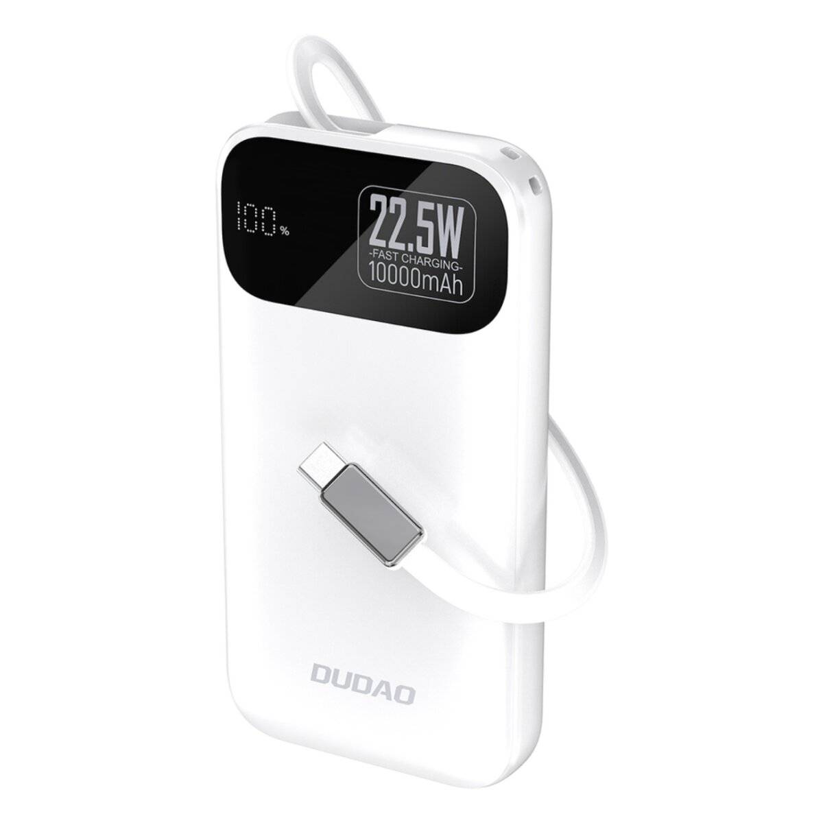 Dudao K31 10000 mAh 22,5 W PD Powerbank mit integriertem Kabel – Weiß