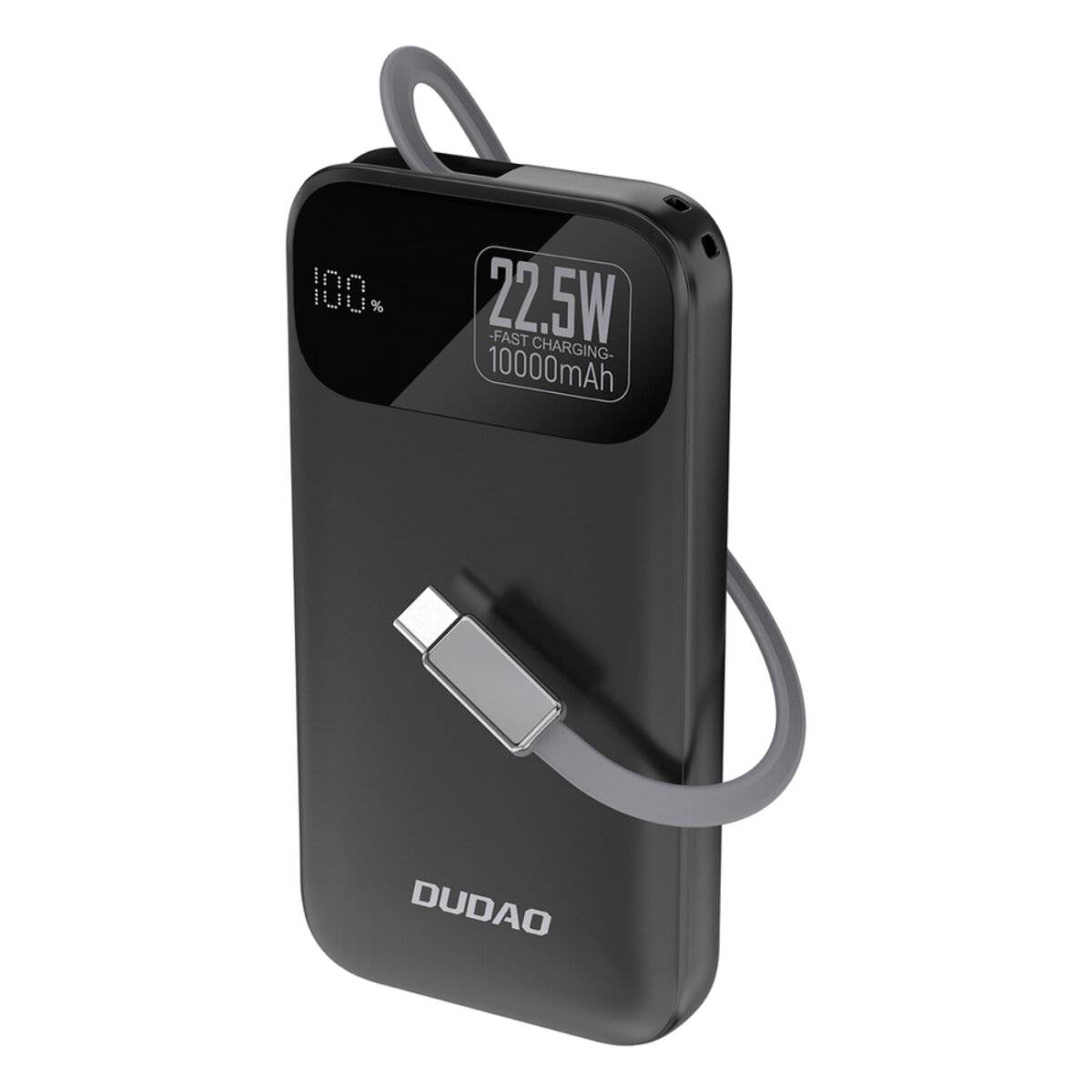 Dudao K31 10000 mAh 22,5 W PD Powerbank mit integriertem Kabel – Schwarz