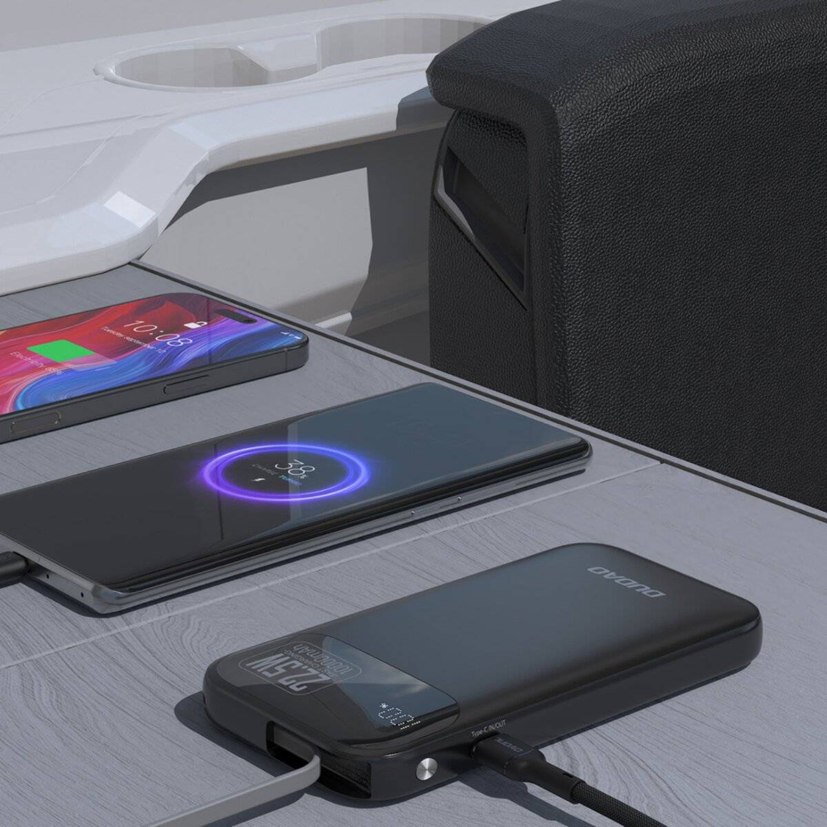 Dudao K31 10000 mAh 22,5 W PD Powerbank mit integriertem Kabel – Schwarz