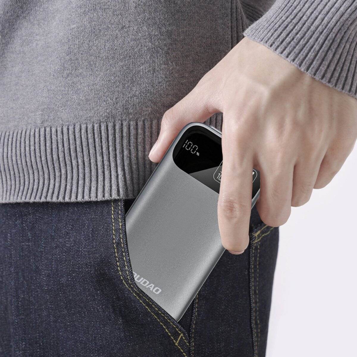 Dudao K31 10000 mAh 22,5 W PD Powerbank mit integriertem Kabel – Grau