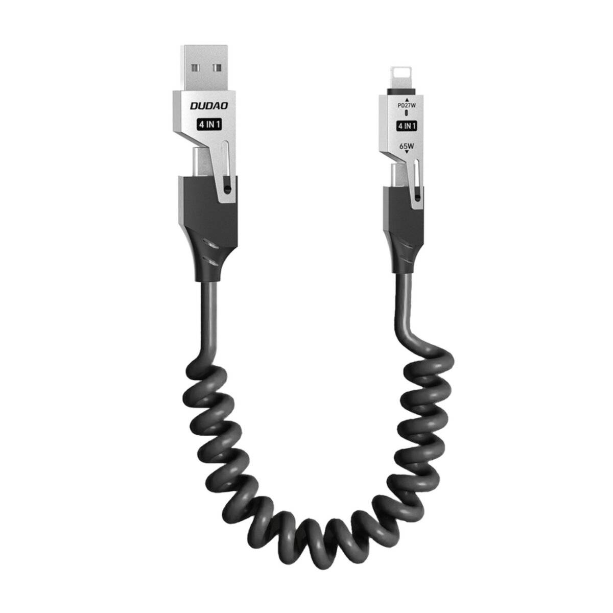 Dudao L20 Pro 4-in-1 USB-A / USB-C – Lightning / USB-C Kabel – Schwarz