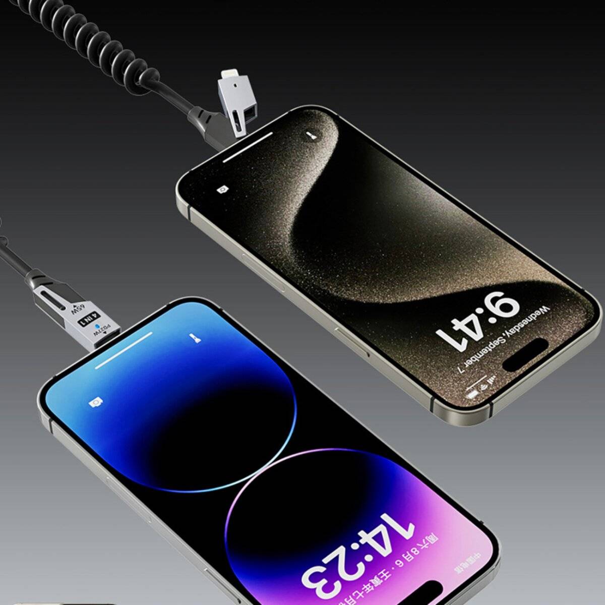 Dudao L20 Pro 4-in-1 USB-A / USB-C – Lightning / USB-C Kabel – Schwarz