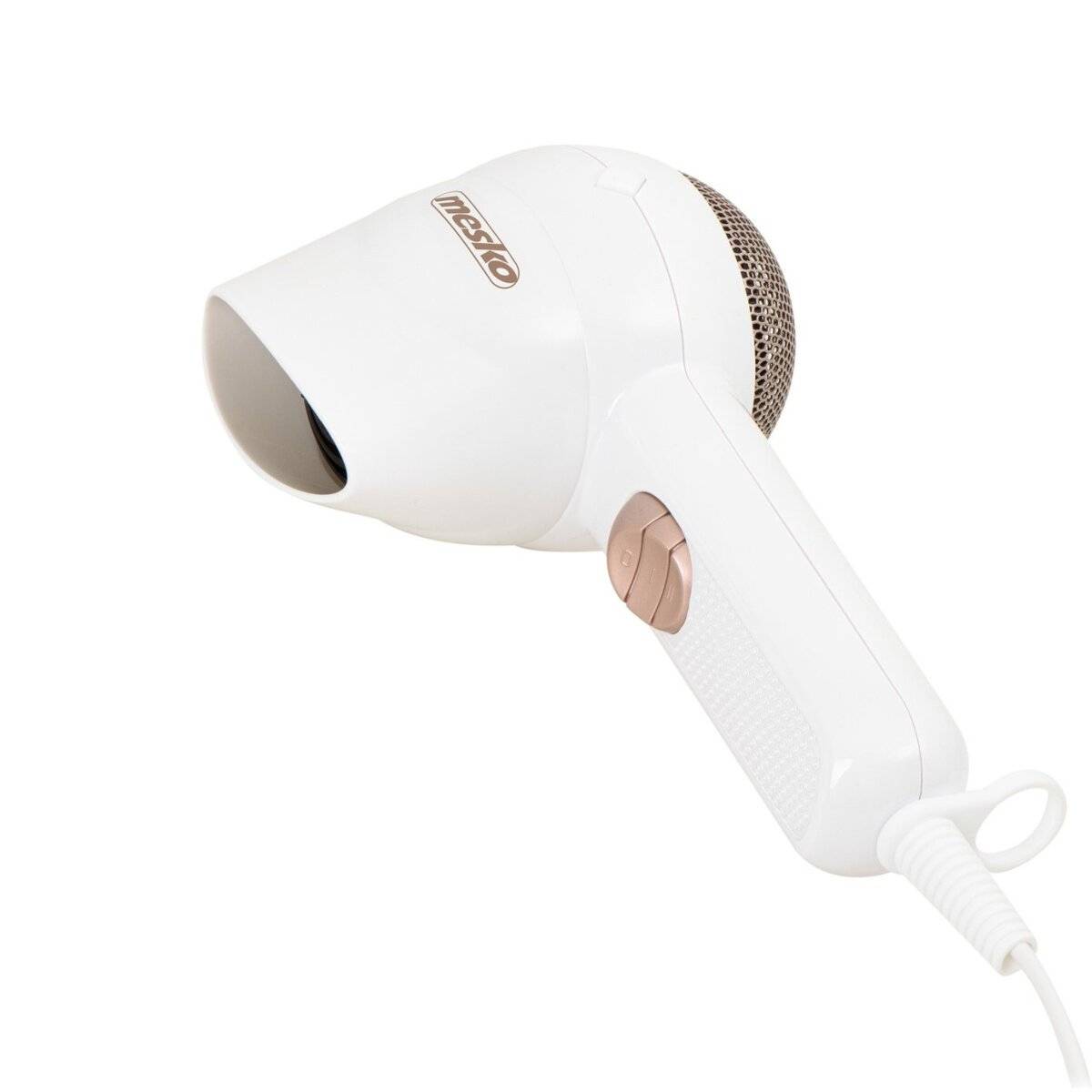 Mesko MS 2275 Haartrockner 1400 W - Föhn mit Konzentrator, 2 Stufen, Weiß/Gold