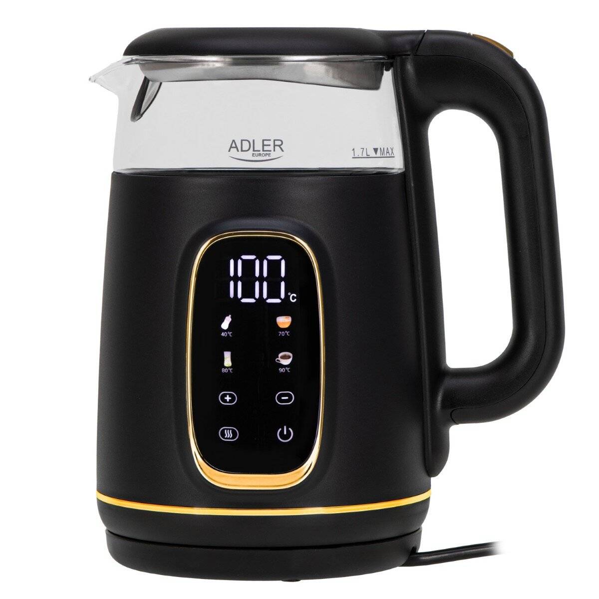 Adler AD 1305 BG Wasserkocher 2200 W - 5 Temperatureinstellungen, 360°-Sockel
