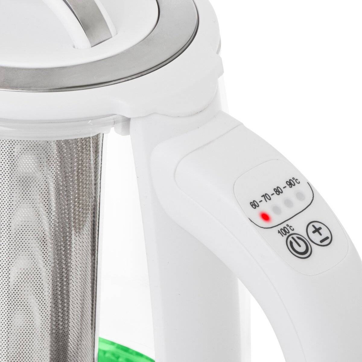 Camry CR 1290 Wasserkocher mit Teesieb, 2 L - 2200 W, 360° drehbar, Weiß