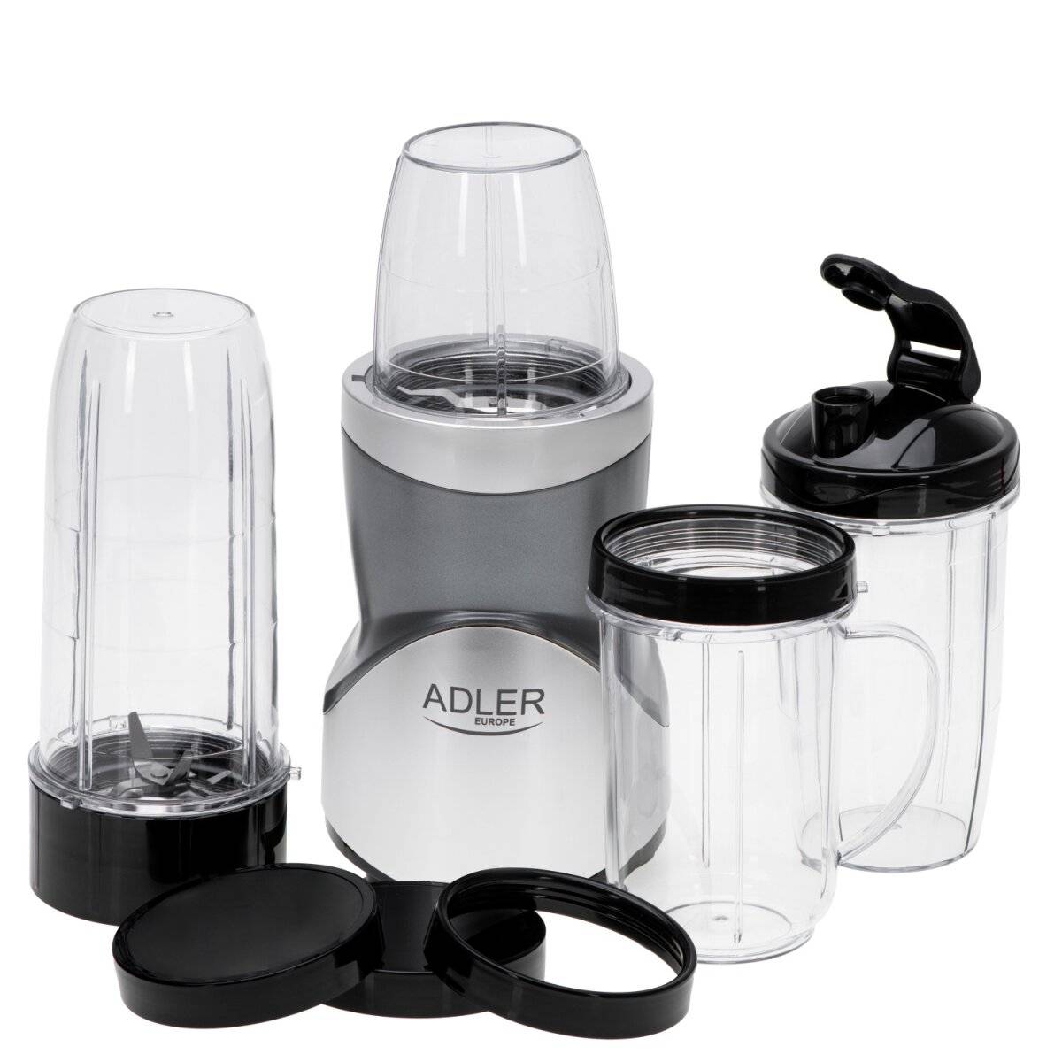 Adler AD 4084 Standmixer Smoothie-Set | 1200W Mixer mit 4 Flaschen & Edelstahlklingen