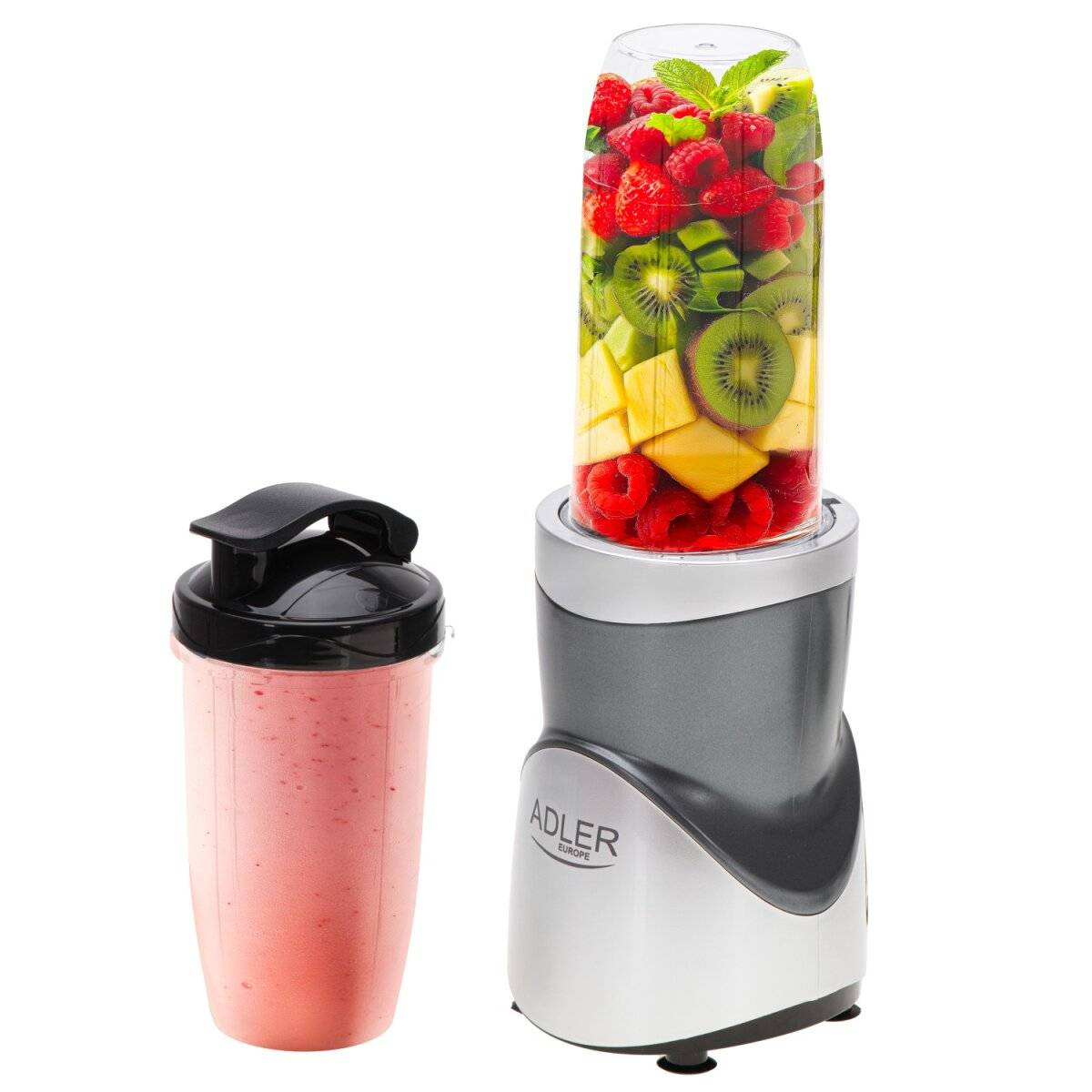 Adler AD 4084 Standmixer Smoothie-Set | 1200W Mixer mit 4 Flaschen & Edelstahlklingen