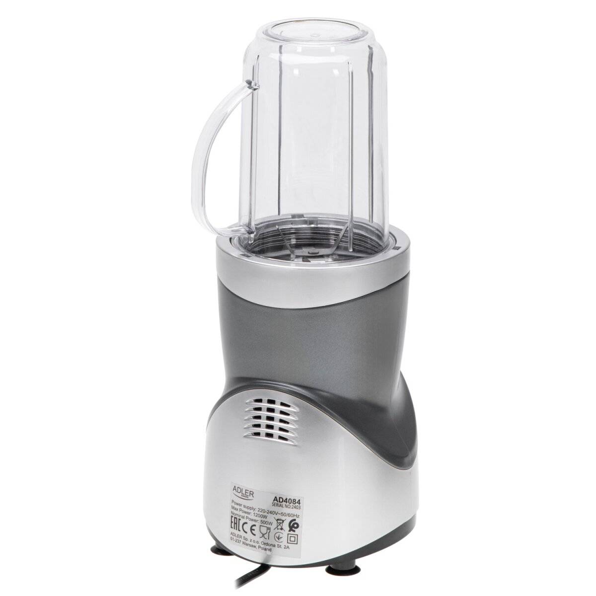 Adler AD 4084 Standmixer Smoothie-Set | 1200W Mixer mit 4 Flaschen & Edelstahlklingen
