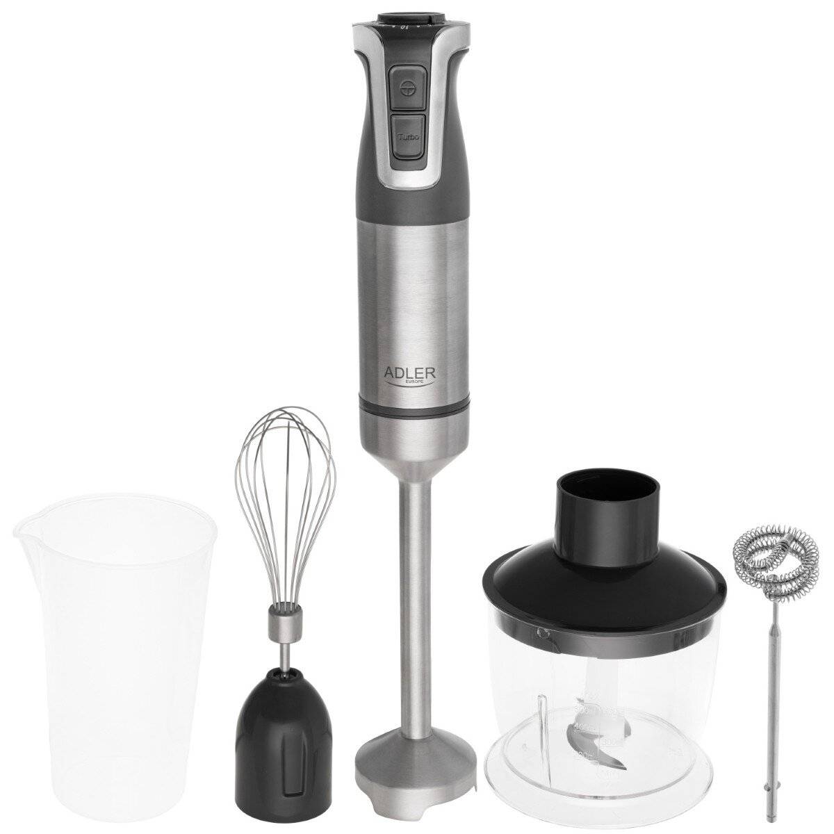 Adler AD 4627 G Stabmixer-Set 1800 W, 20 Geschwindigkeitsstufen + Turbo in Grau