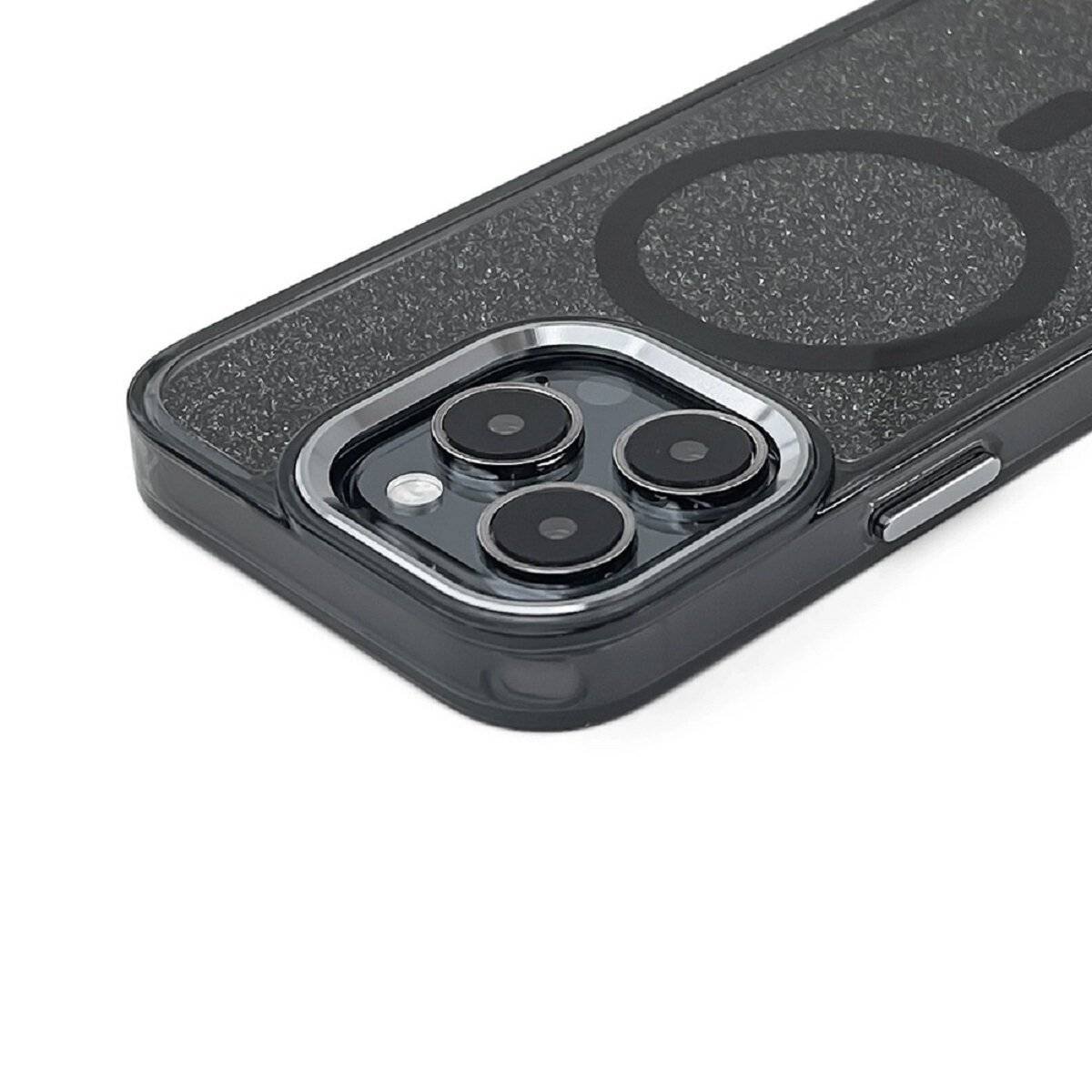 Smartphone Schutzhülle mit Glitzer-Effekt und Magnetring Bumper kompatibel mit iPhone 17 Schwarz