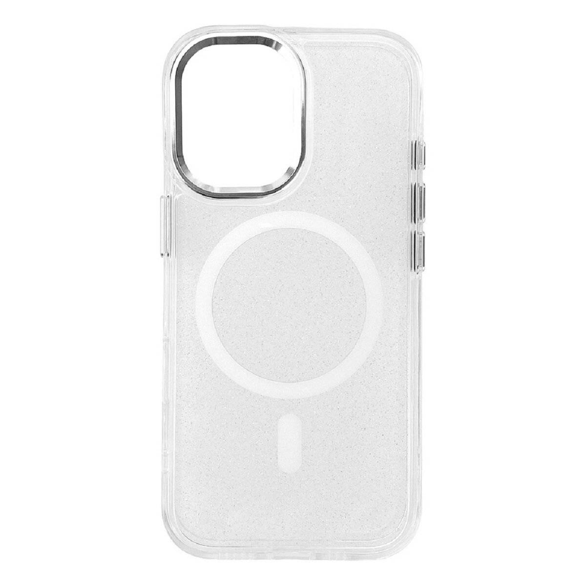 Smartphone Schutzhülle mit Glitzer-Effekt und Magnetring Bumper kompatibel mit iPhone 17 Silber