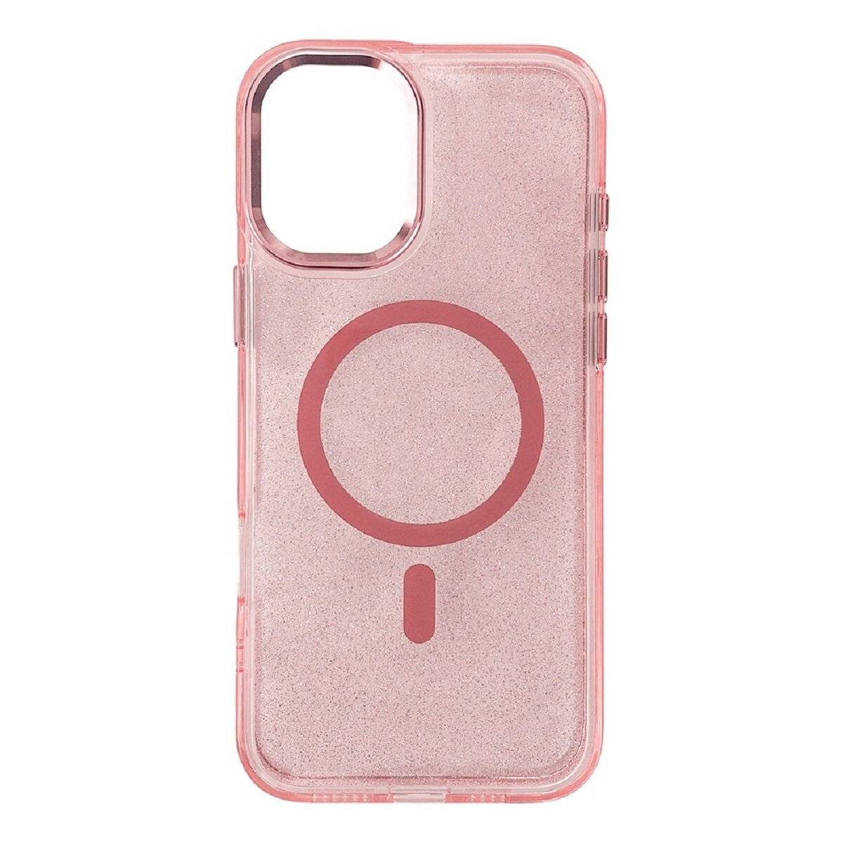 Smartphone Schutzhülle mit Glitzer-Effekt und Magnetring Bumper kompatibel mit iPhone 17 Rosa