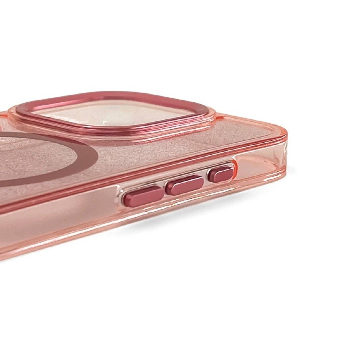 Smartphone Schutzhülle mit Glitzer-Effekt und Magnetring Bumper kompatibel mit iPhone 17 Rosa