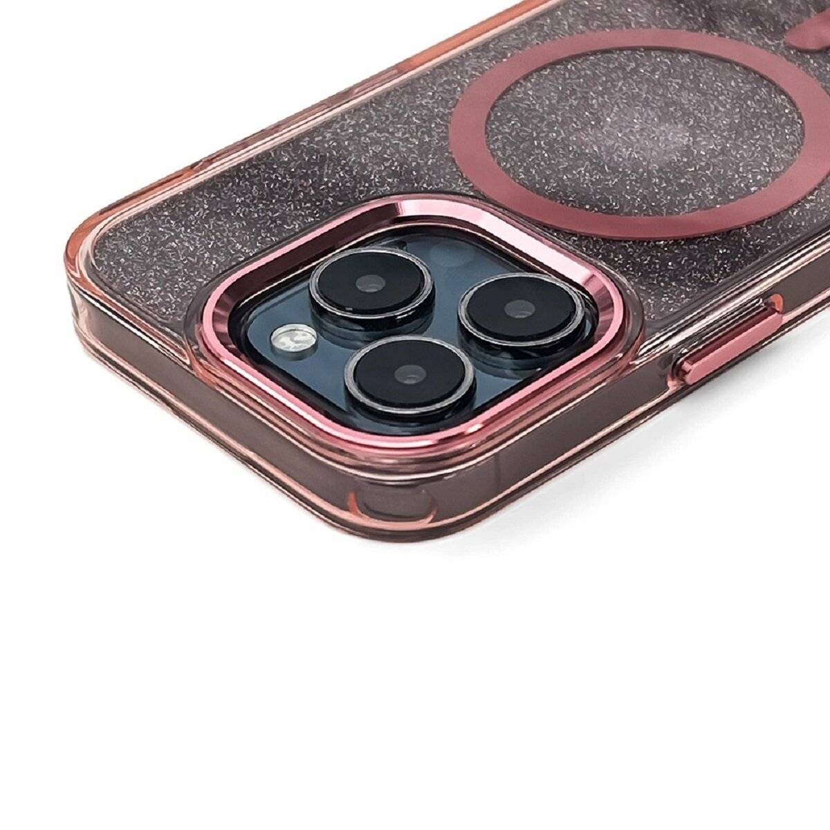 Smartphone Schutzhülle mit Glitzer-Effekt und Magnetring Bumper kompatibel mit iPhone 17 Rosa