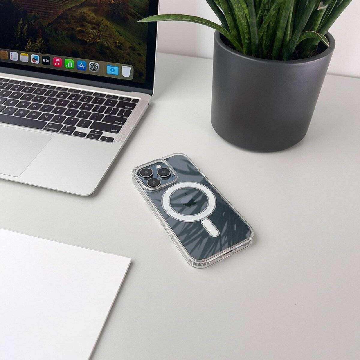 Smartphone Schutzhülle transparent stoßfest mit Magnetring kompatibel mit iPhone 17 Air