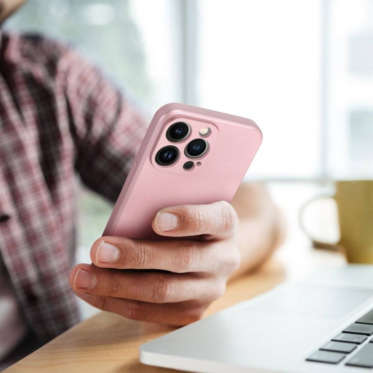 Smartphone Schutzhülle Handyhülle TPU Case mit Mikrofaser-Innenfutter kompatibel mit iPhone 17 Rosa