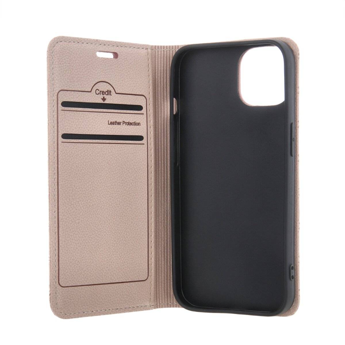 Handyhülle Smartphone Schutzhülle mit Kartenfächern und Lederoptik kompatibel mit iPhone 17 Air Beige