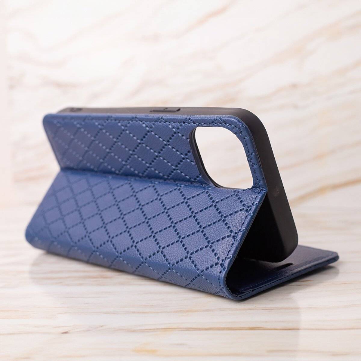 Handyhülle Smartphone Schutzhülle mit Kartenfächern und Lederoptik kompatibel mit iPhone 17 Dunkelblau
