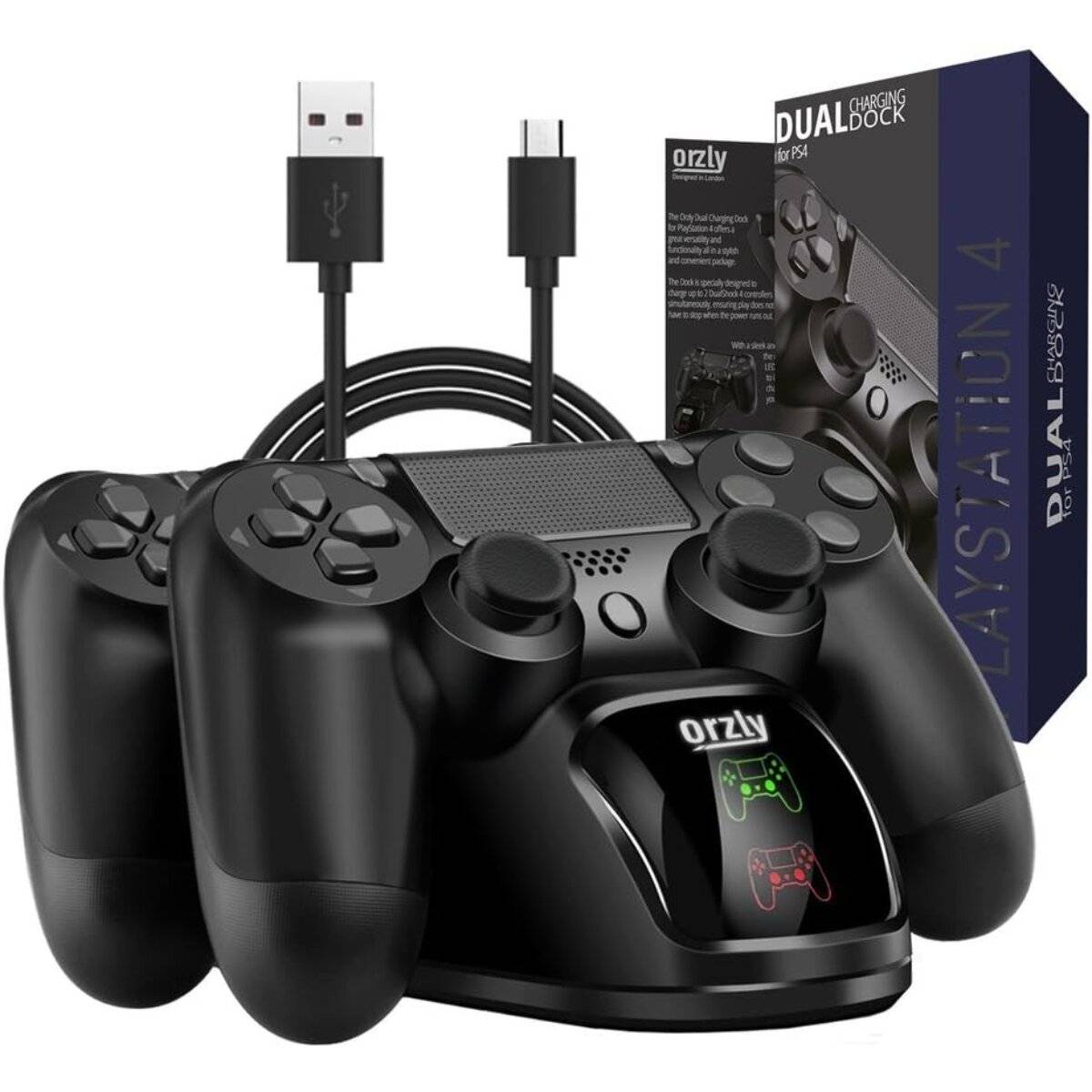 Orzly PS4 Controller Ladestation Dock für 2 Controller gleichzeitig