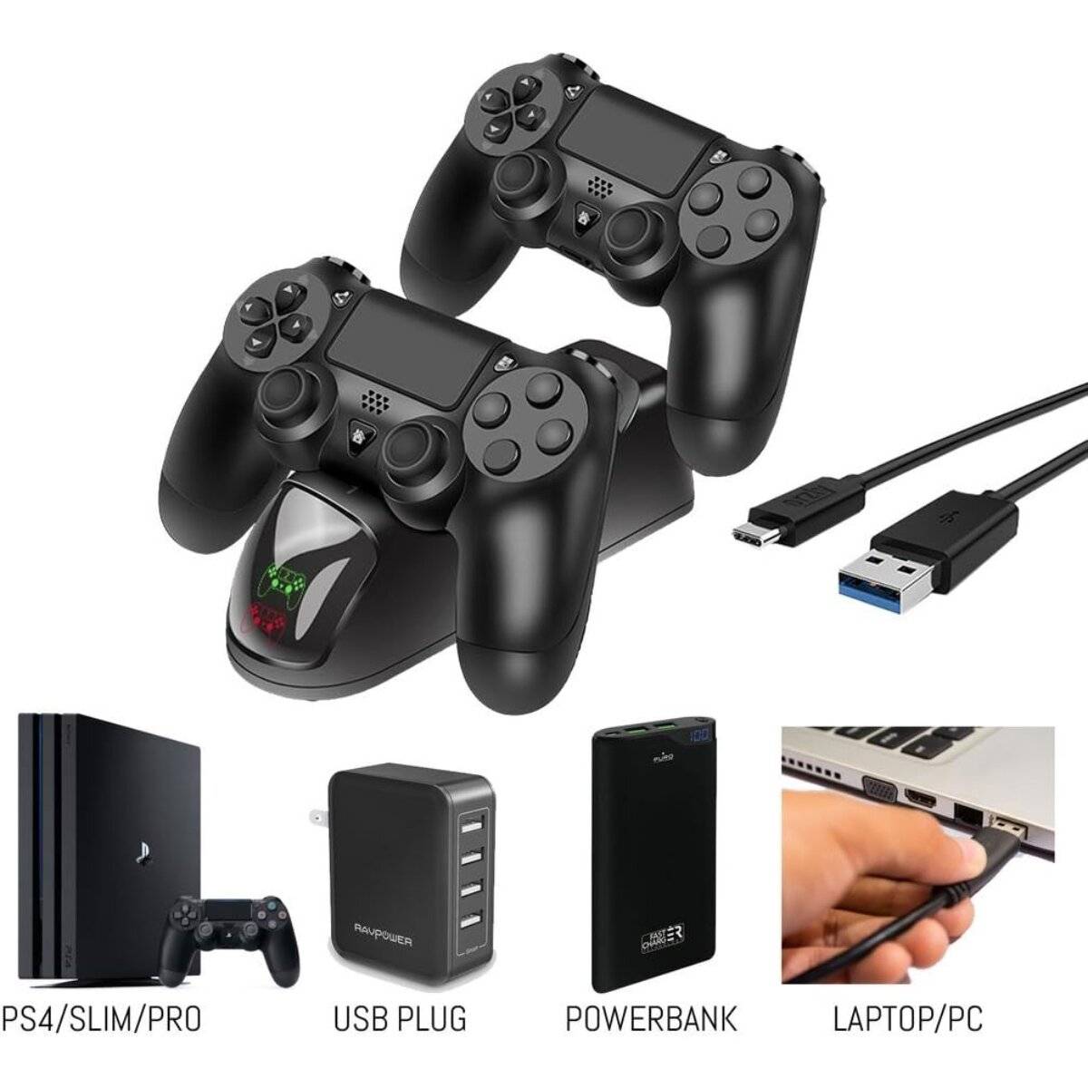 Orzly PS4 Controller Ladestation Dock für 2 Controller gleichzeitig