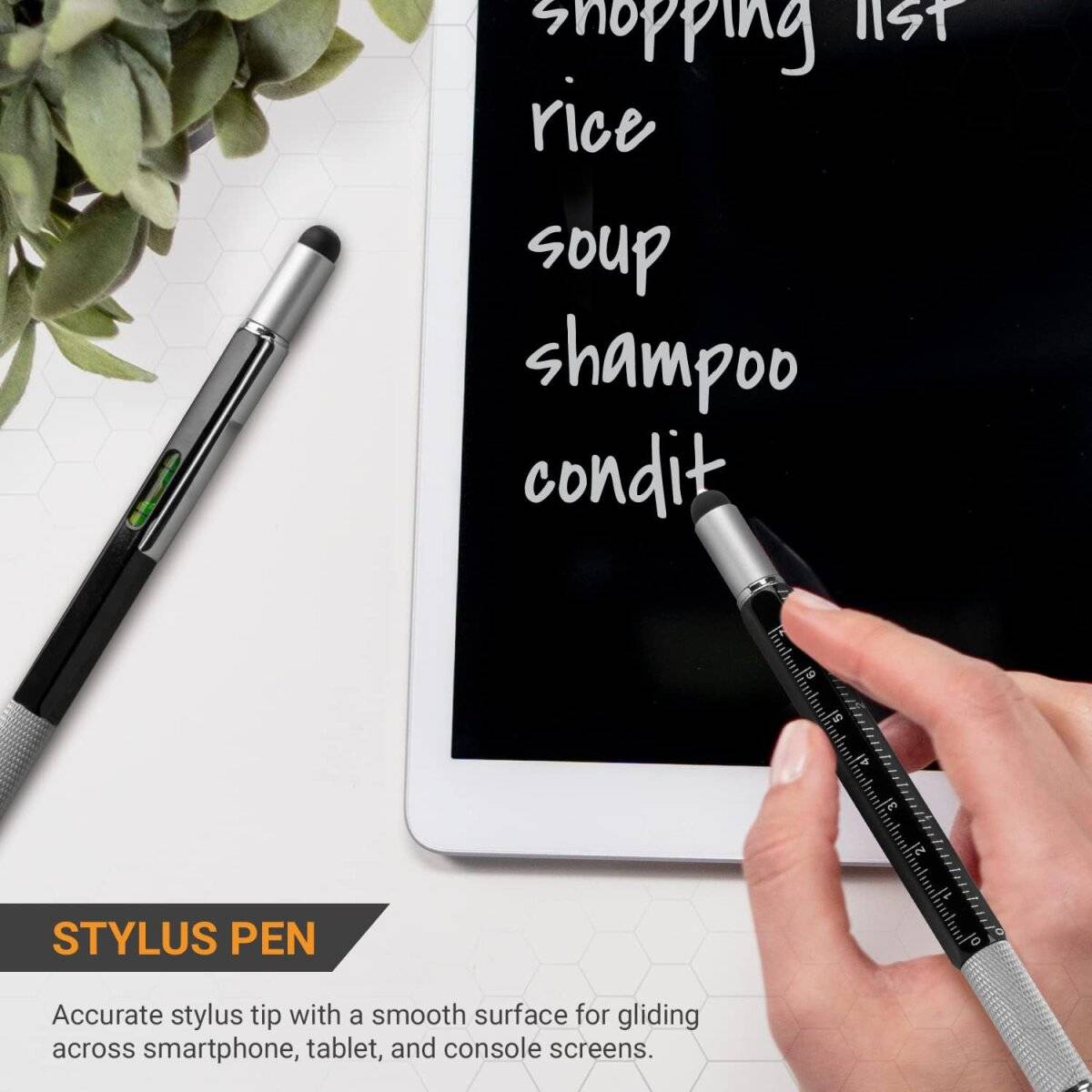 TwitFish 6-in-1 Stylus Pen mit Schraubendreher, Lineal, Wasserwaage und mehr (1 Stk.)