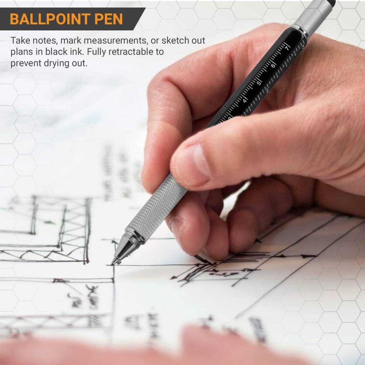 TwitFish 6-in-1 Stylus Pen mit Schraubendreher, Lineal, Wasserwaage und mehr (1 Stk.)