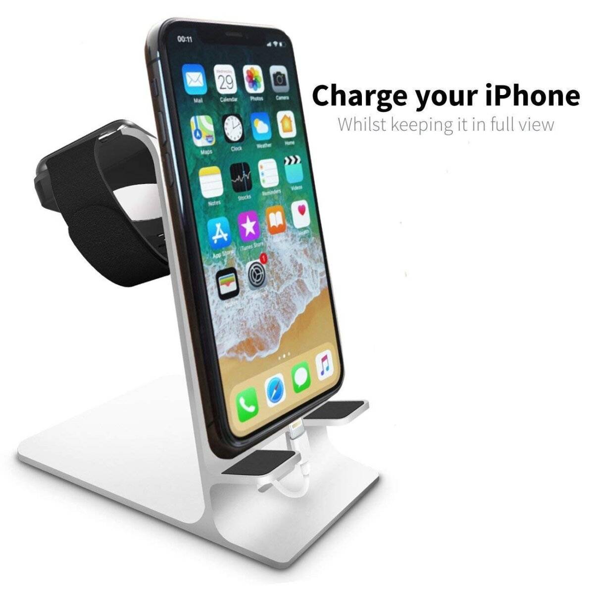 Orzly 2-in-1 Universal Stand für Smartphone & Smartwatch aus Aluminium