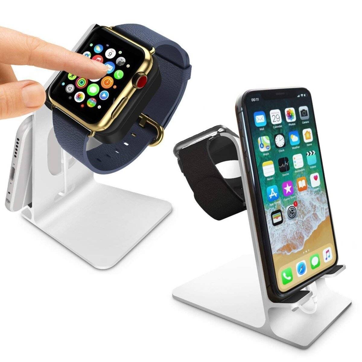 Orzly 2-in-1 Universal Stand für Smartphone & Smartwatch aus Aluminium