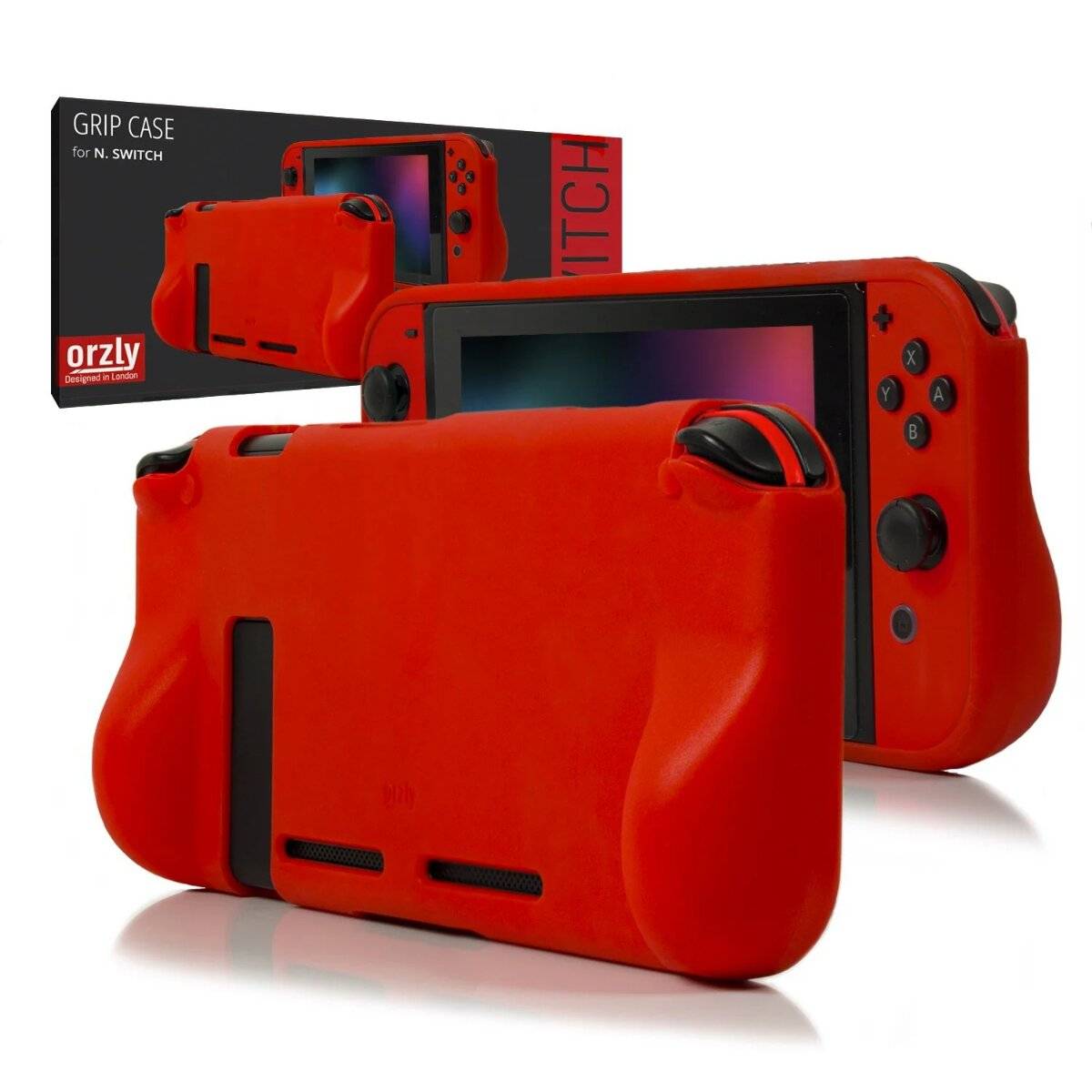 Orzly Schutzhülle aus stoßfestem TPU kompatibel mit Nintendo Switch Rot