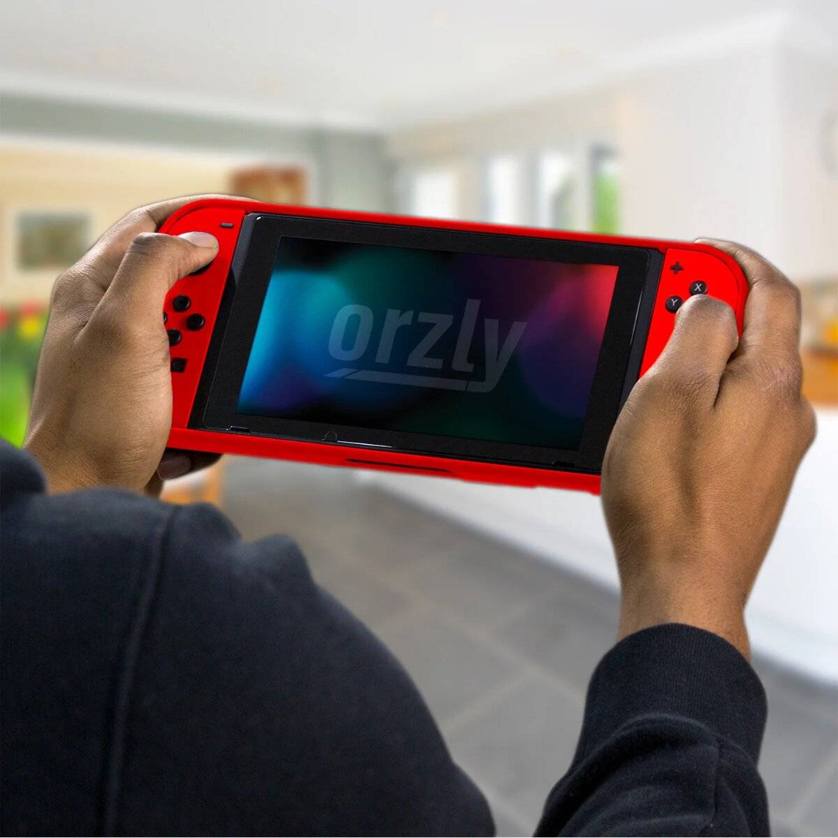 Orzly Schutzhülle aus stoßfestem TPU kompatibel mit Nintendo Switch Rot