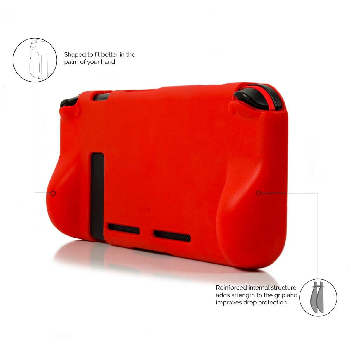 Orzly Schutzhülle aus stoßfestem TPU kompatibel mit Nintendo Switch Rot