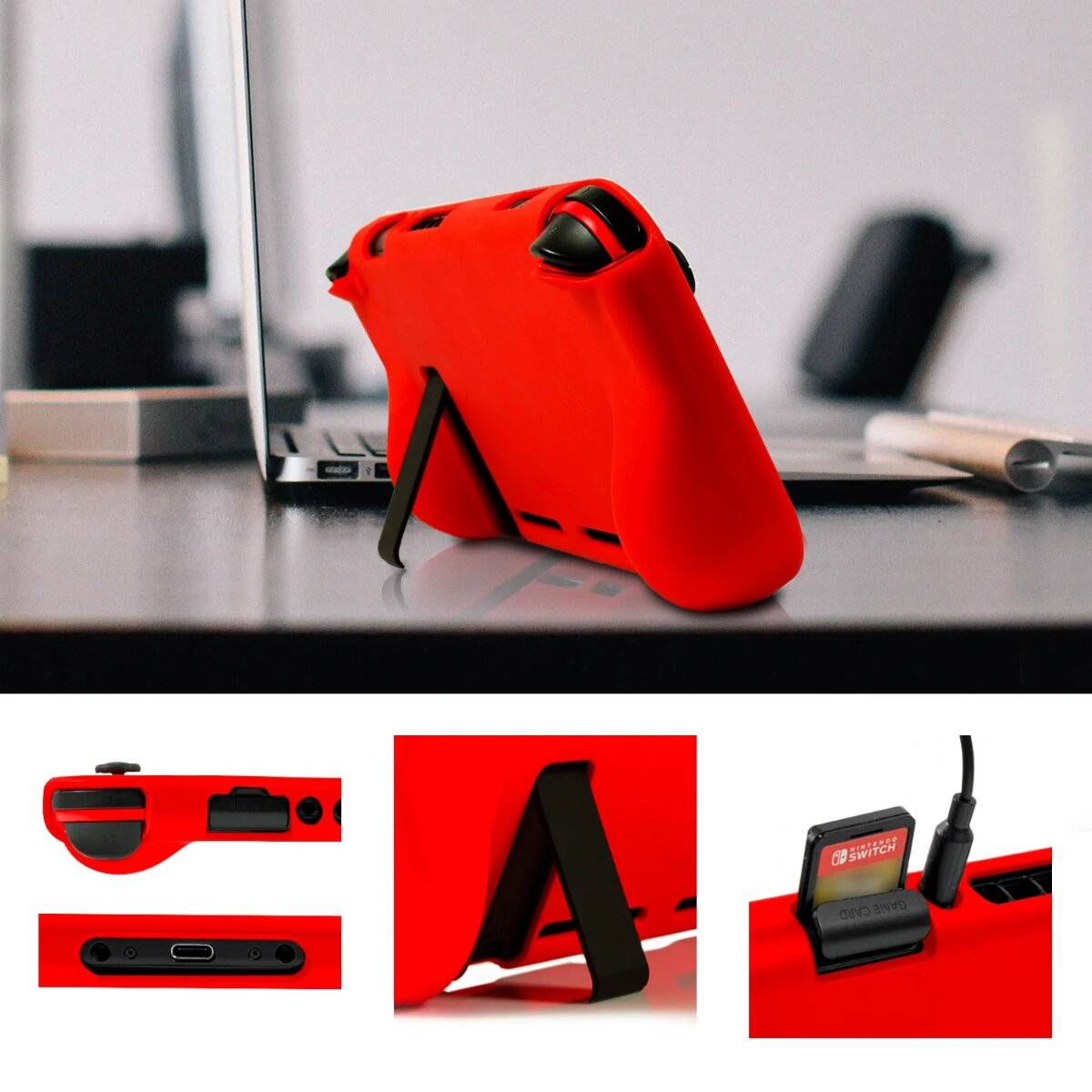 Orzly Schutzhülle aus stoßfestem TPU kompatibel mit Nintendo Switch Rot