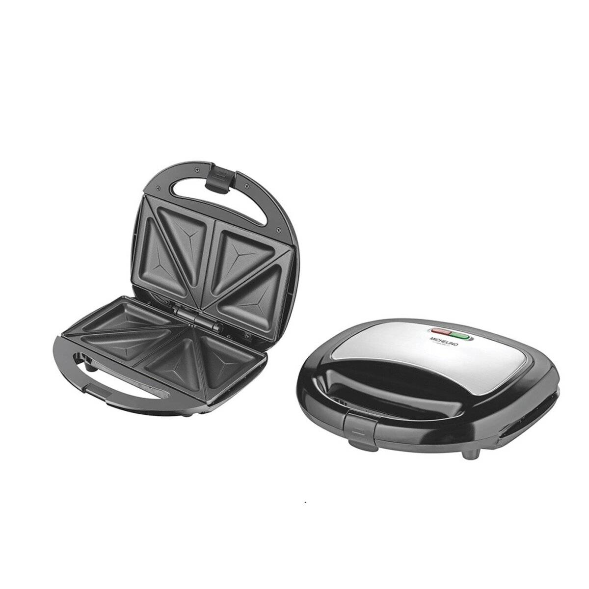 Michelino Sandwichtoaster 750 W - Antihaftbeschichtung & Cool-Touch-Griff, Schwarz