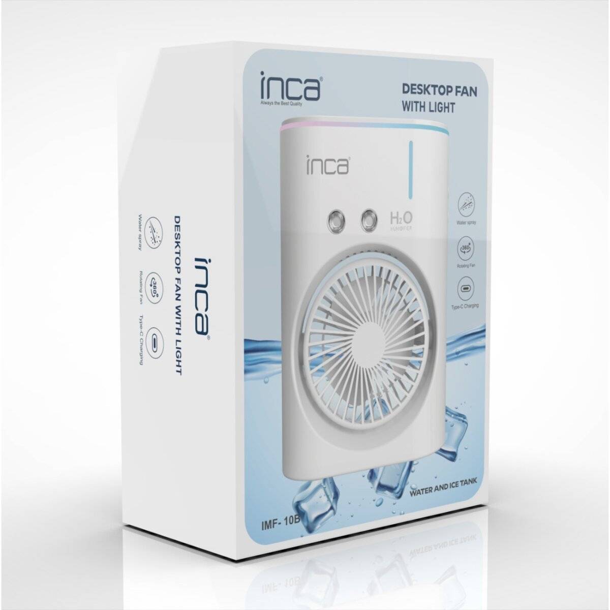 Inca IMF-10B – 6 Zoll 360° drehbarer Schreibtischventilator mit Sprühfunktion
