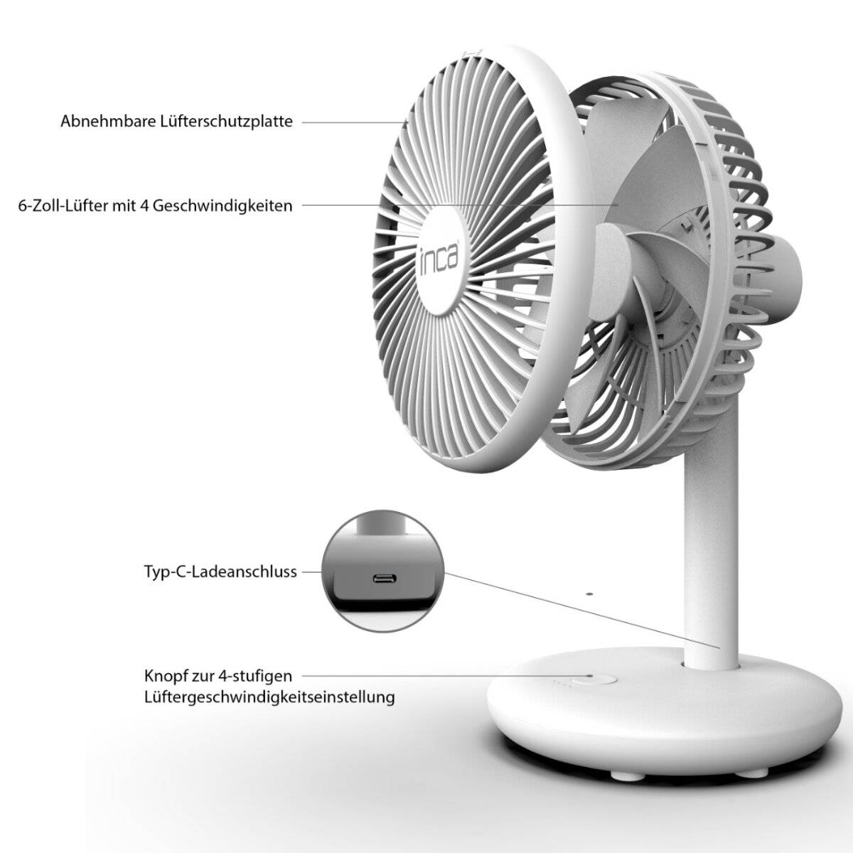 Inca IMF-14B – 6 Zoll Schreibtischventilator mit 4 Lüfterstufen