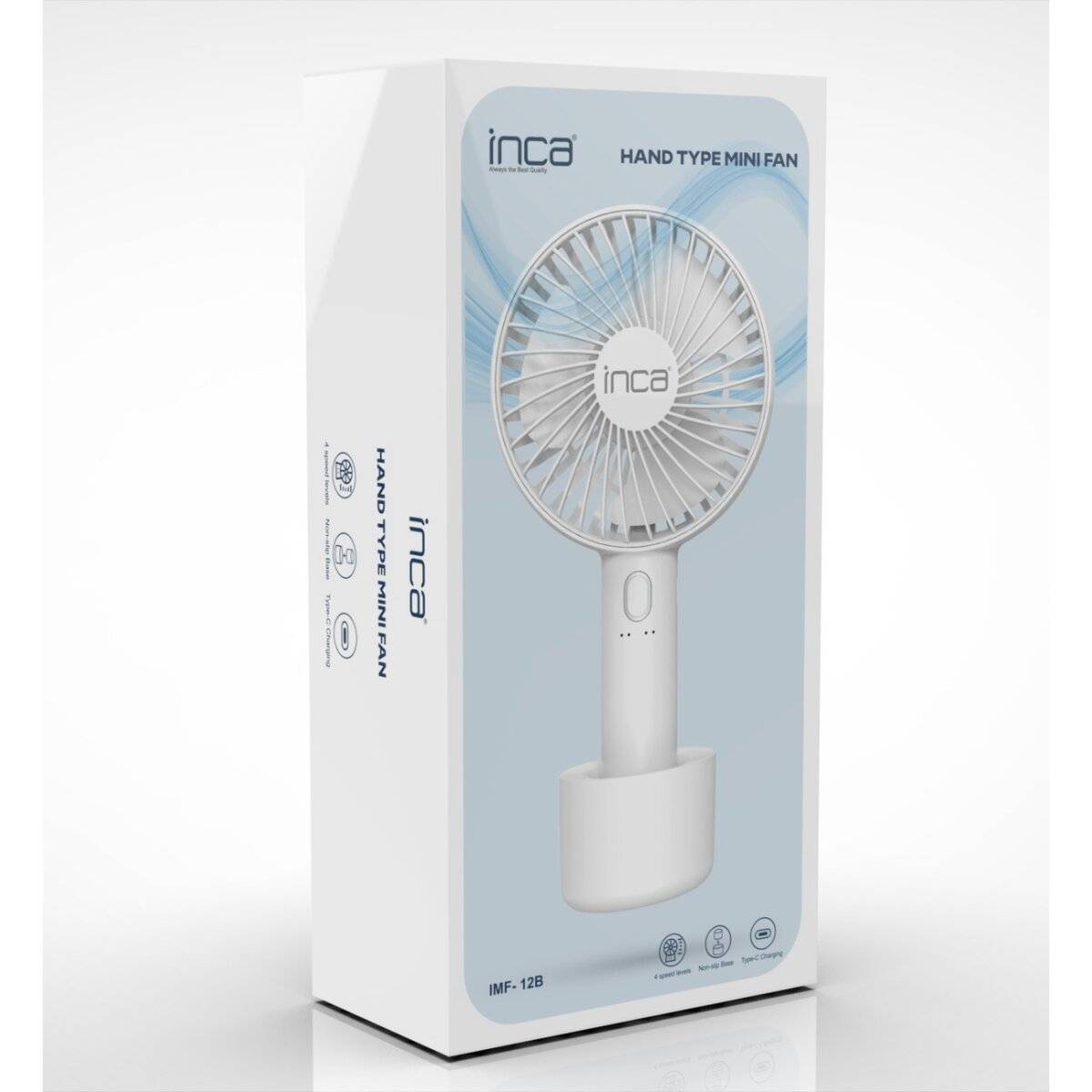 Inca IMF-12B – 4 Zoll tragbarer Handventilator mit 4 Lüfterstufen