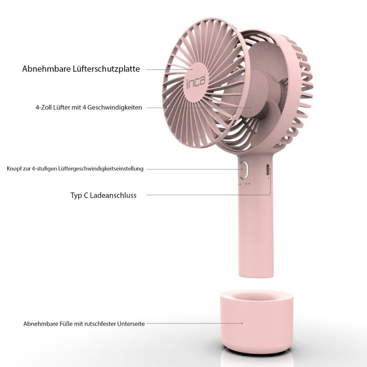 Inca IMF-12P – 4 Zoll tragbarer Handventilator mit 4 Lüfterstufen