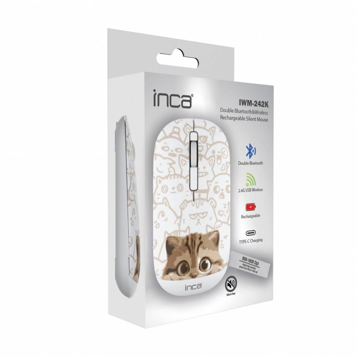 Inca IWM-242K Dual-Bluetooth 5.4 & 2.4G Kabellose Silent Maus