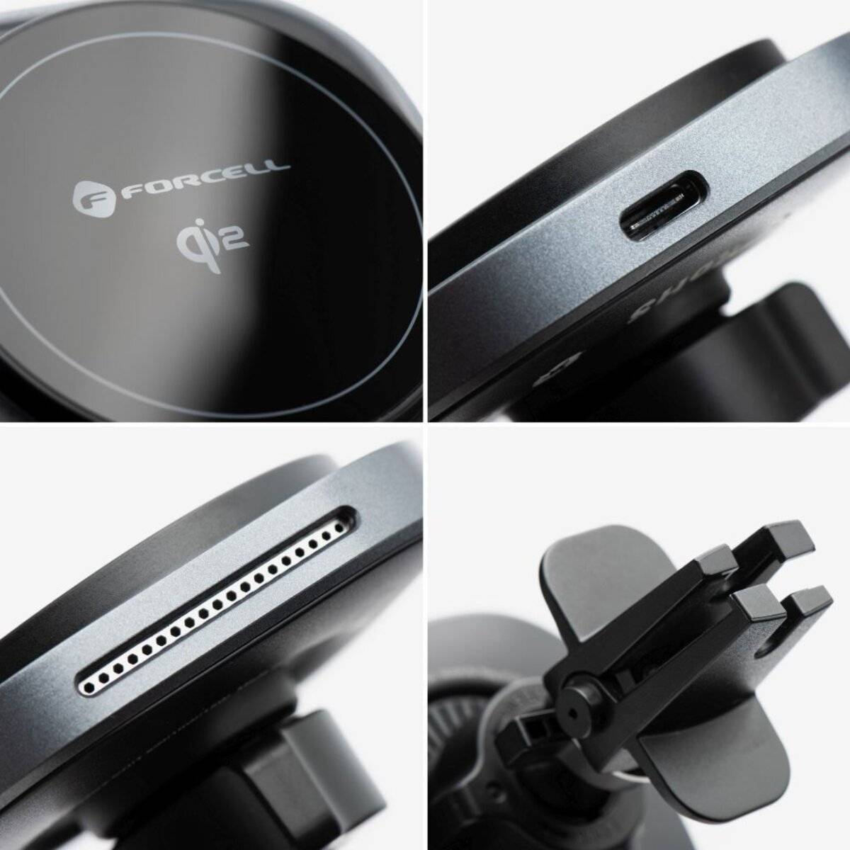 FORCELL F-GRIP Air Mag (F-07) magnetische Kfz-Halterung mit Qi2 15 W Ladefunktion – Grau