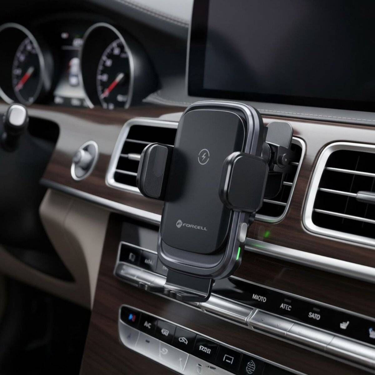 FORCELL F-GRIP Grand (F-24) magnetische Kfz-Halterung mit Qi-Ladefunktion 15 W – Silber